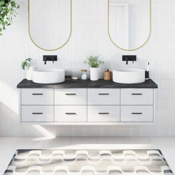 Berkfield Bathroom Countertop Dark Grey 180x60x6 cm Treated Solid Wood