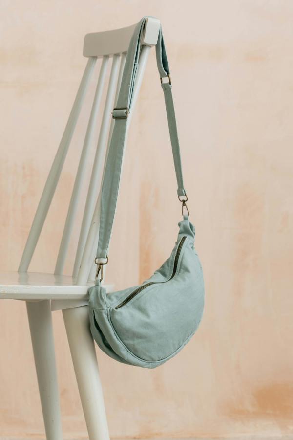 Cotton Twill Crossbody Bag Silver Sage