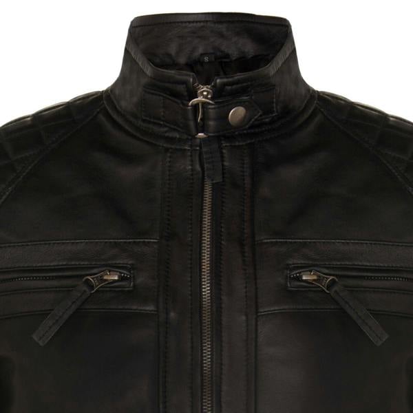 Infinity Leather Men's Vintage Zipped Leather Racing Quilted Biker Jacket