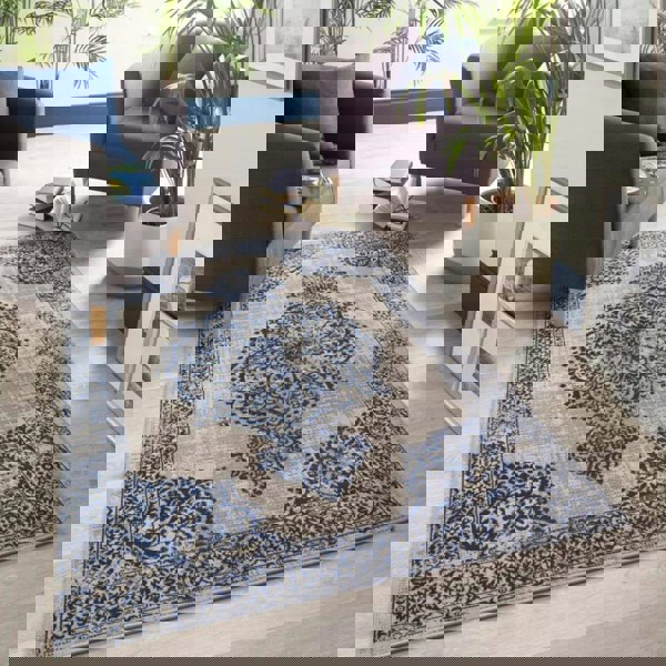 Saville Grey/Blue Vintage Rug | Luxury Hand-Woven Wool Rugs