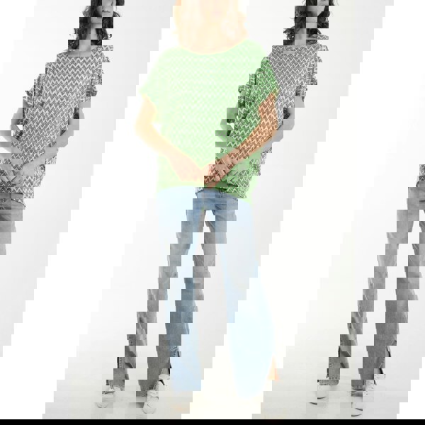 Blue Vanilla Zig Zag Batwing Top