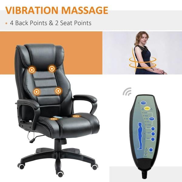 Black office chair with vibration massage back and seat points
