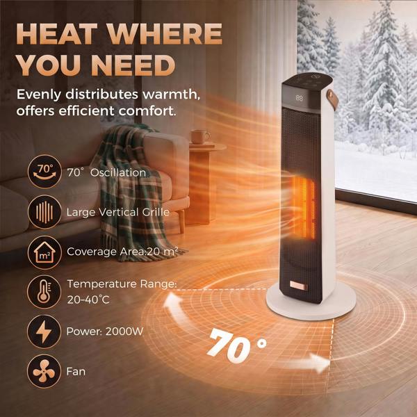 HOMCOM Portable Space Heater with Realistic Flame Effect, 2000W Ceramic