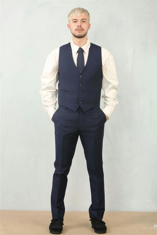 Infinity Leather Men's Navy 3 Piece Formal Classic Prom Suit Workwear