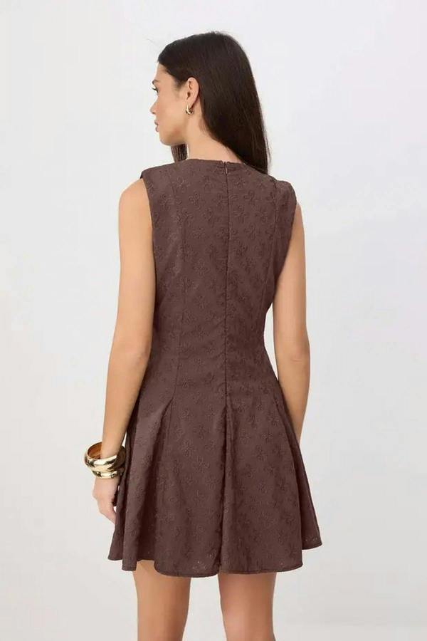 Broderie Anglaise Sleeveless Fit and Flare Mini Dress