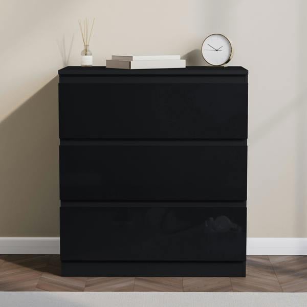 Vida Designs Glinton 3 Drawer Chest, Black