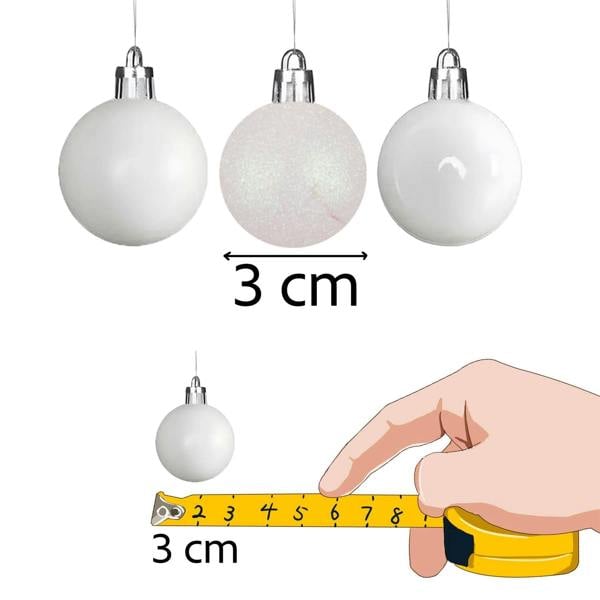 3cm White Christmas Baubles Pack Sizes 12 or 24 Shatterproof PVC Hanging Decorations image 7