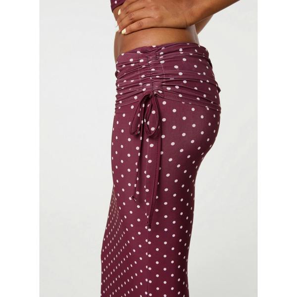 Pink Vanilla Polka Dot Ruched Side Maxi Skirt