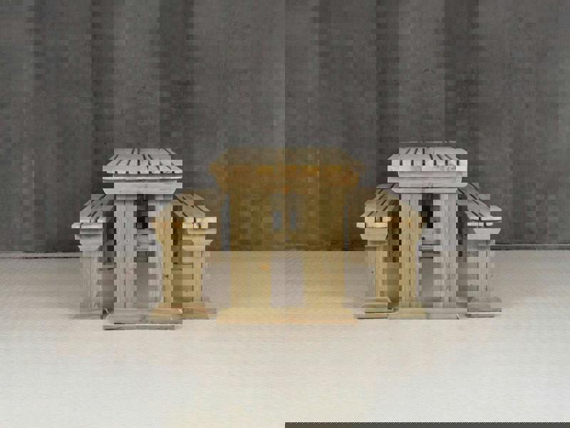 Yews Rounded Space-Saving Picnic Table and Benches Set – Wooden Outdoor Dining Set for Gardens and Patios
