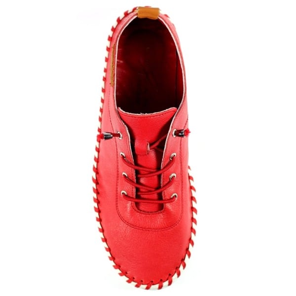 Lunar Women's St Ives Leather Plimsolls - Red