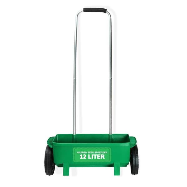 My Garden Outdoor Living My Garden Lawn Spreader 12 Litre Rotary Seed Grit Salt Spreader with Protective Roof & 110CM Long Handle Grass Spreader
