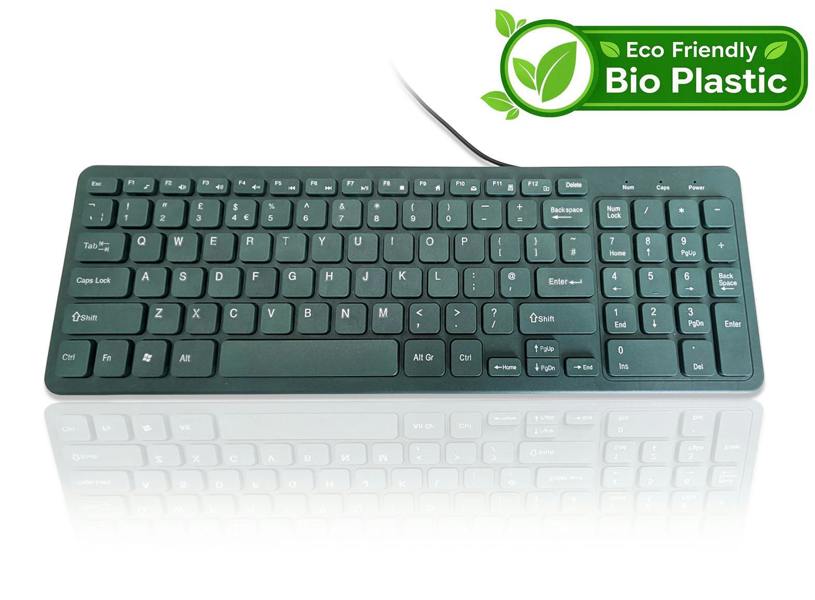 Accuratus Bio 960 Wired Keyboard - USB A & C Wired Full Size Biodegradable Plant Based Resin Keyboard