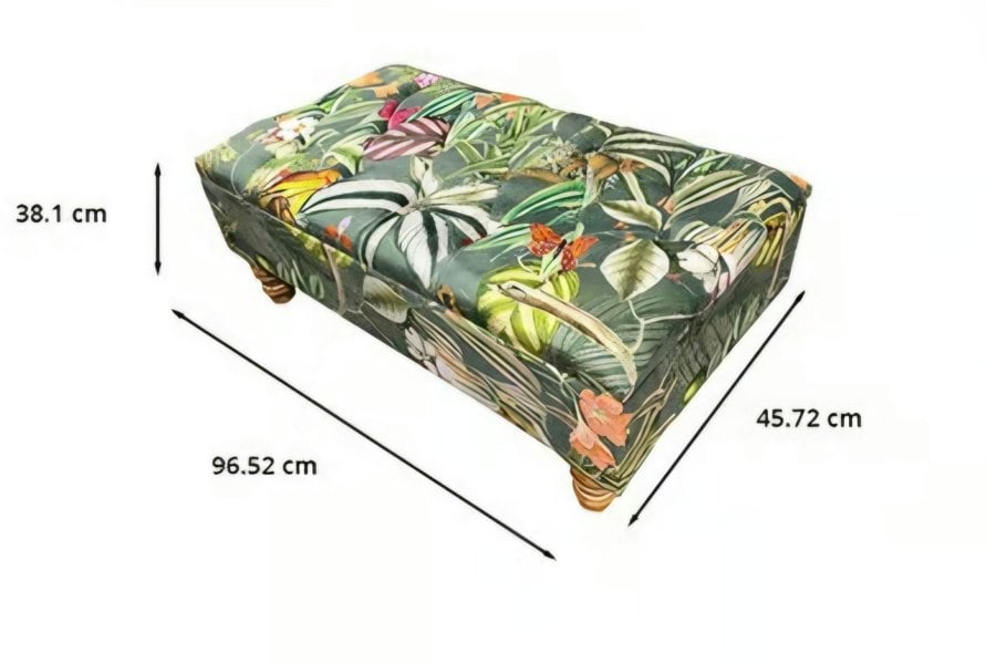 ISTOOLS Premium Green Floral Velvet Ottoman Bench with Storage – Luxury Coffee Table & Pouffe Seating