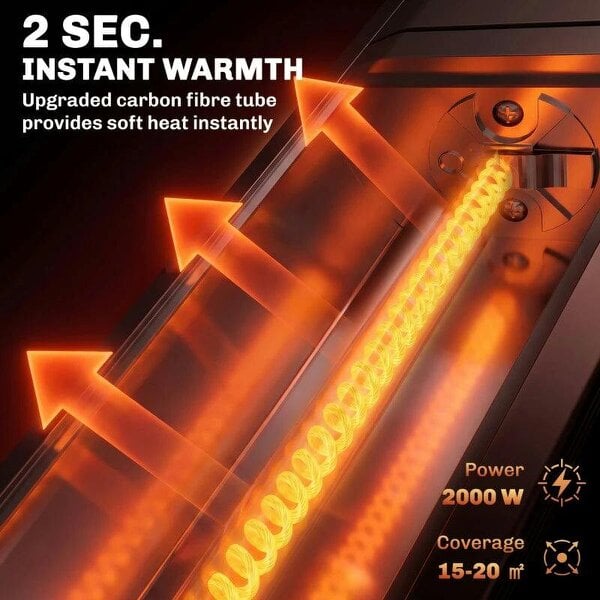 Bobobiy 2000 W Electric Infrared Patio Heater, IP65 Outdoor Garden Heater with APP/Touch/Remote Control, 9 Heat Settings, Black