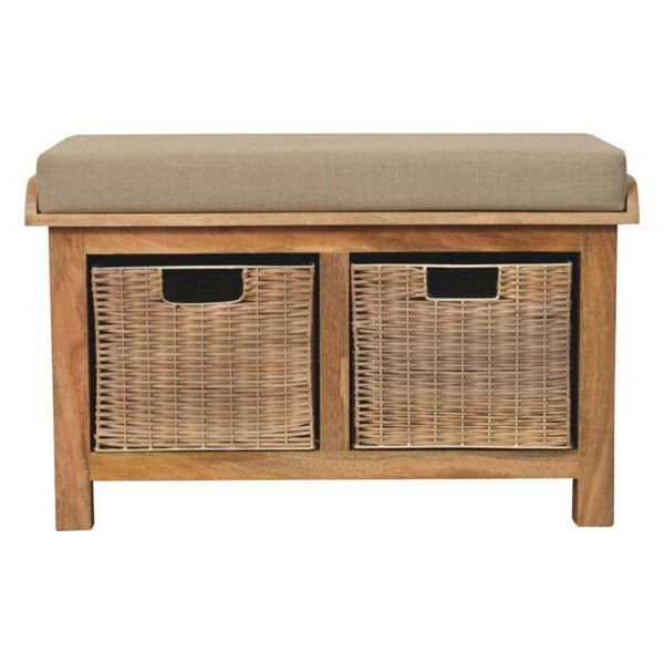 Artisan Furniture Rattan Basket Linen Bench