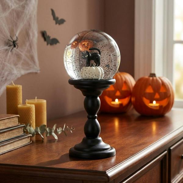 Garden Greatness Halloween Black Cat Snow Globe