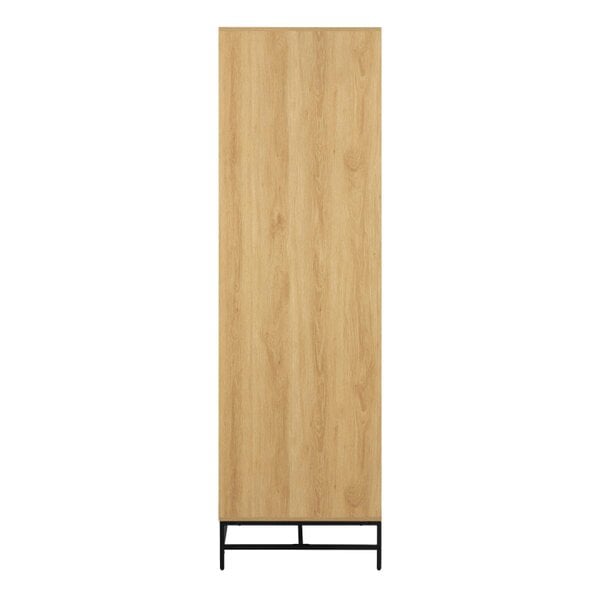 Wyld Haus Bjork Natural Oak Wood and Black Panelled Wardrobe 4 Doors