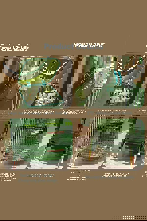 Living and Home Three Layer Cosmetic Makeup Storage Organiser Skincare Display Box Case With Portable Handle