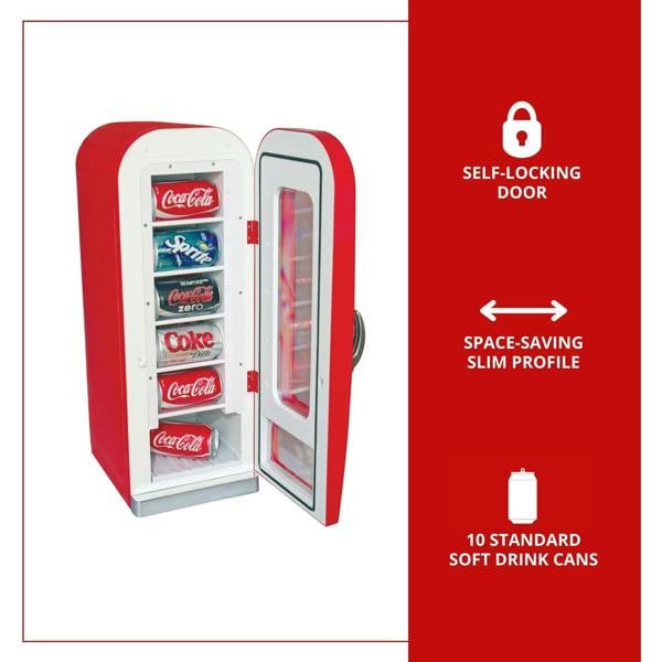 Coca-Cola 5L Vending Mini Fridge – 10 Can Portable Cooler for Bedroom, Dorm or Gaming Room (Red)