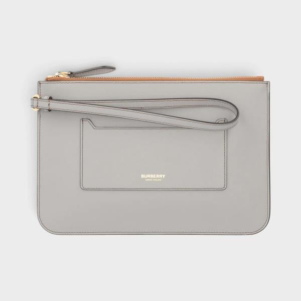 Burberry Pochette Peyton Wristlet Clutch Bag Cloud Grey