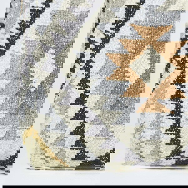 HOMESCAPES Agra Gold and Black Kilim Footstool Handwoven Beanbag Pouffe - 43 x 43 cm