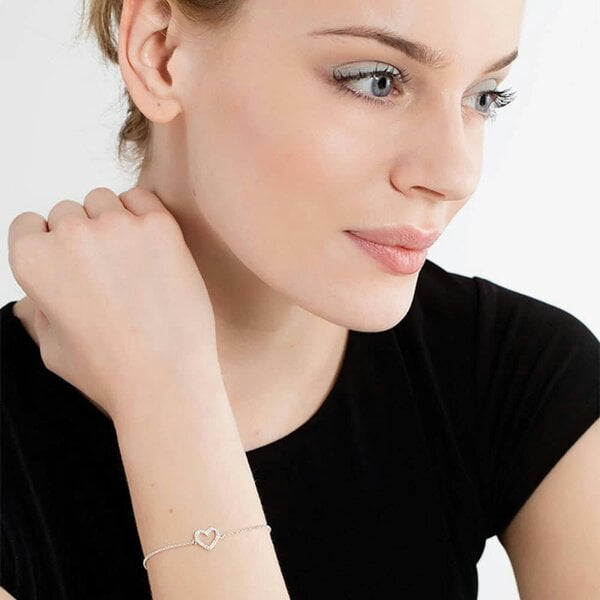 THOMAS SABO Sterling Silver Cubic Zirconia Openwork Heart Bracelet A1553-051-14-L19.5V