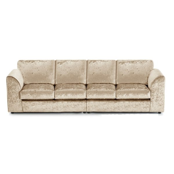 Furnishings For Less Crystal Crushed Velvet Long Fabric 4 Seater Sofa Full Back