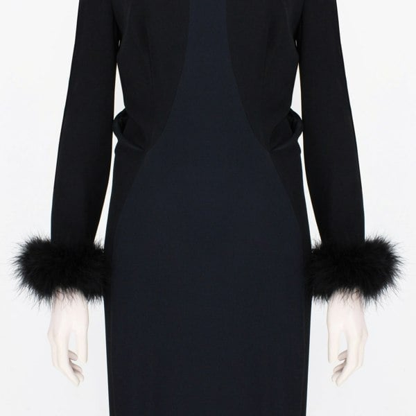 Saint Laurent luxurious feather covered snap cuffs in black