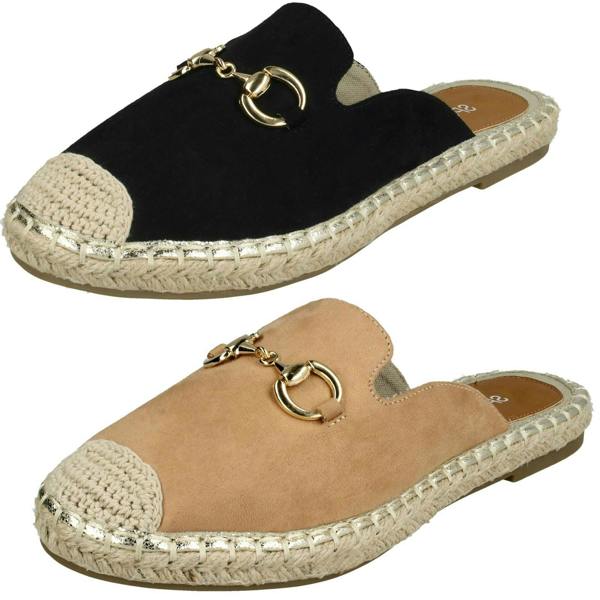 Spot On Ladies Spot On Closed Toe Espadrilles F2261