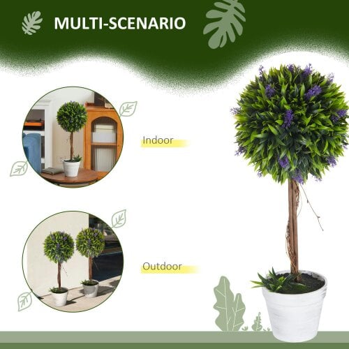 Wyld Haus Keado Set Of 2 Artificial Lavender Ball Trees In Pots For Indoor And Outdoor Styling 60cm