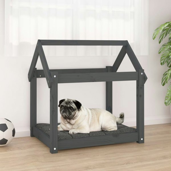 Berkfield Dog Bed Grey 71x55x70 cm Solid Wood Pine