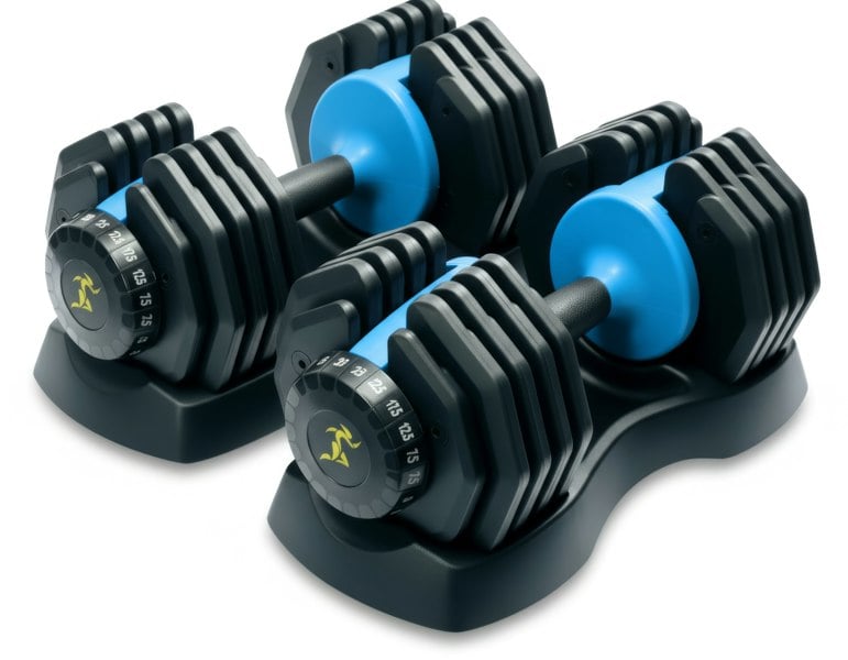 Strongology Urban25 Home Fitness Black and Blue Adjustable Smart Dumbbells from 2.5kg up to 25kg Training Weights
