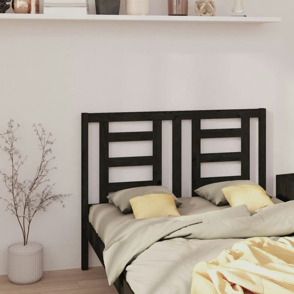 Berkfield Bed Headboard Black 146x4x100 cm Solid Wood Pine