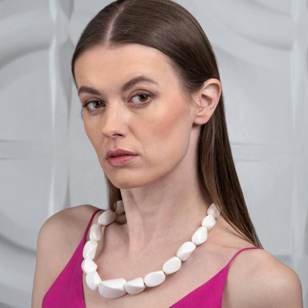 Twisted White Chunky Statement Necklace for Women - namana.london