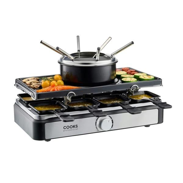 Cooks Professional Electric 2-in-1 Raclette Grill and Fondue | 8 Person