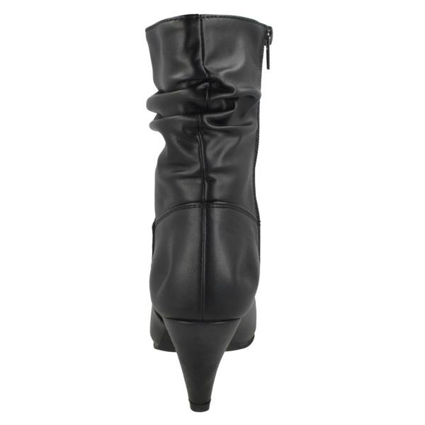 Spot On Ladies Spot On Mid Heel Rouched Ankle Boots F50897