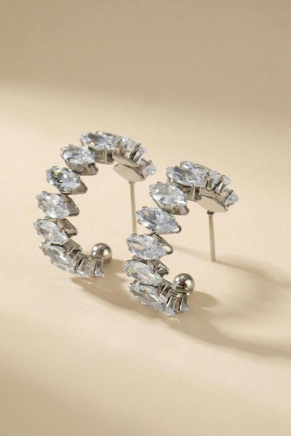 ARIIRA Twyla Marquise Crystal C Hoop Earrings
