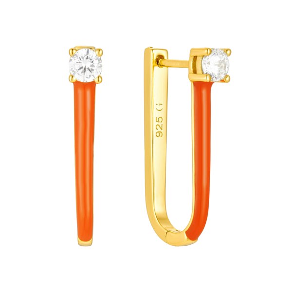 Gold Trip Apricot Enamel U Hoop Earrings