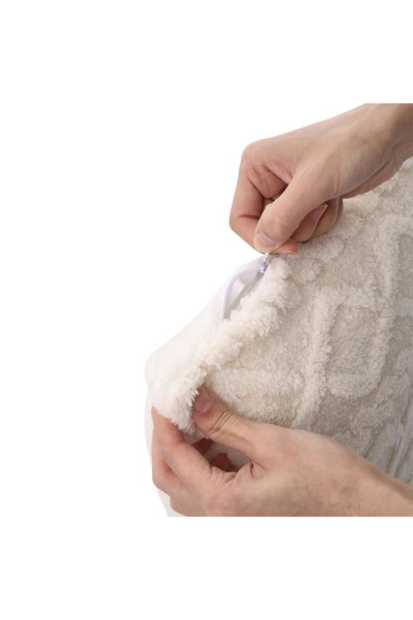 Living and Home White Jacquard Plush Square Throw Pillow Sofa Cushion , Filled with 500g PP Cotton
