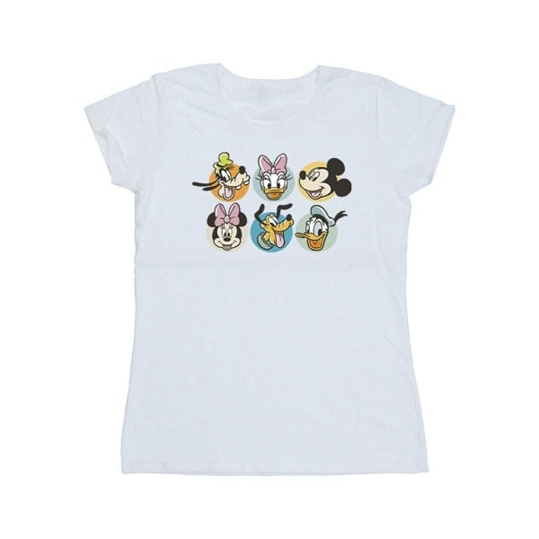 Disney Womens/Ladies Mickey Mouse And Friends Faces Cotton T-Shirt - White