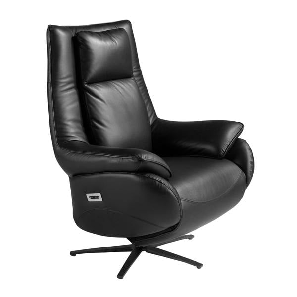 Angel Cerdá Black Leather Swivel Armchair 5124