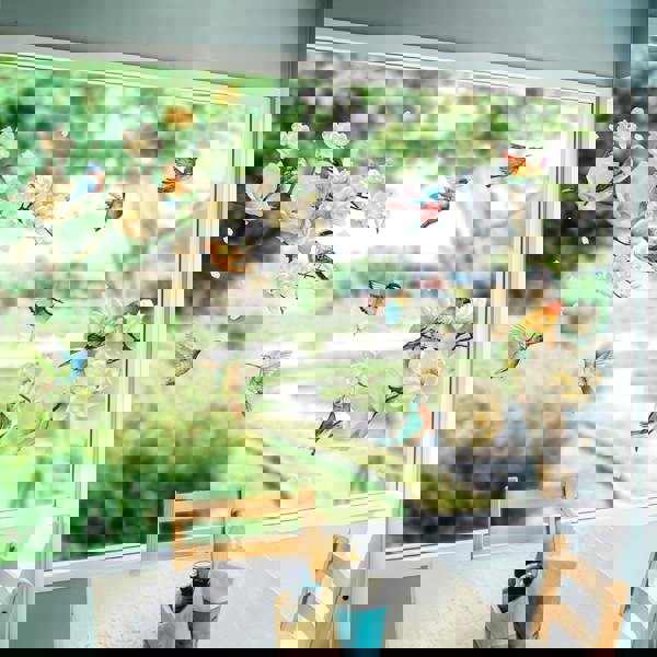 WALPLUS WSW6023 - White Magnolia Flowers with Birds Window Clings