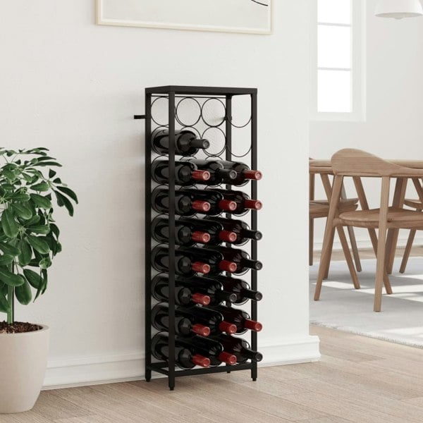 Berkfield Wine Rack for 27 Bottles Black 34x18x100 cm Wrought Iron