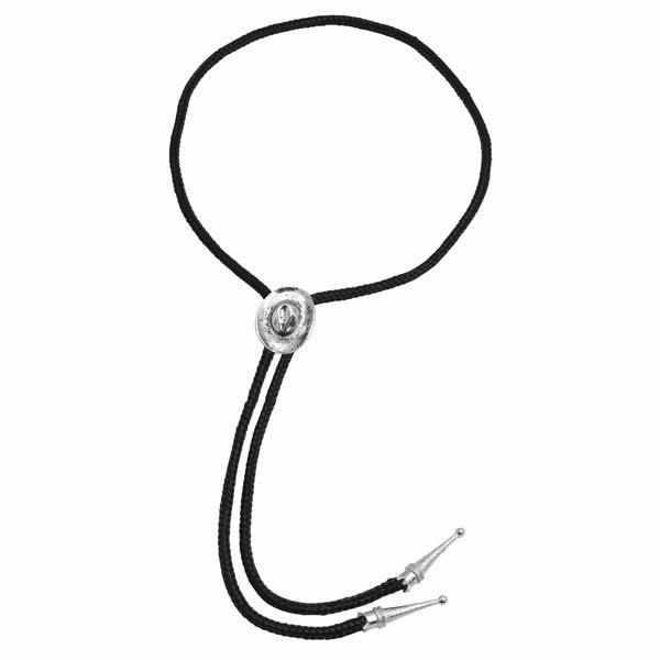 Bristol Novelty Cowboy Bootlace Bolo Tie - Black/Silver - 
