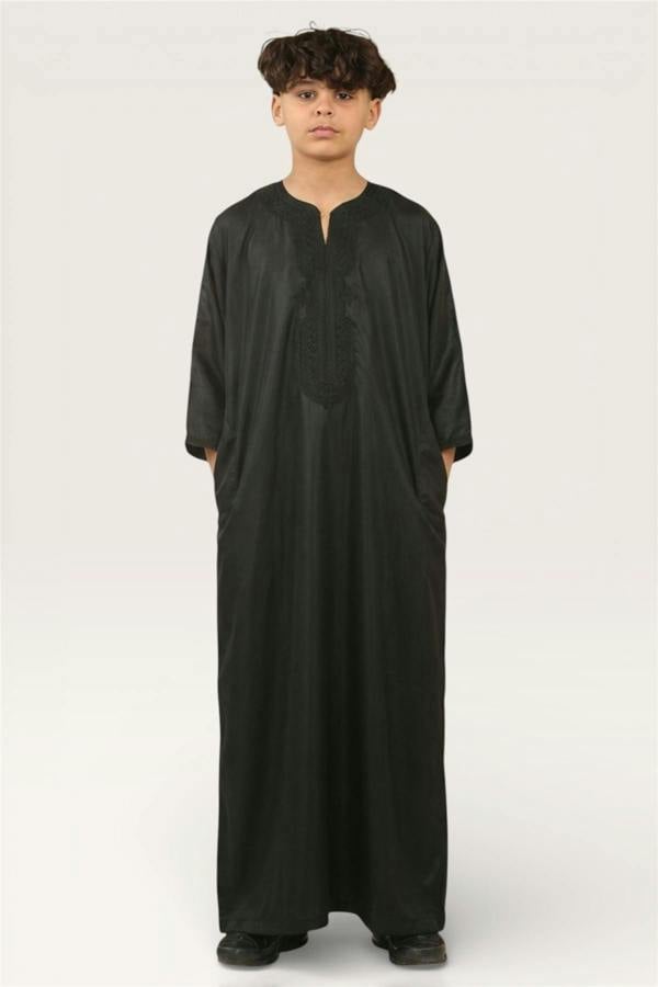 Infinity Leather Kids Boys Moroccan Thobe Robe Djellaba Gandoura Eid Jubba- K-GG008