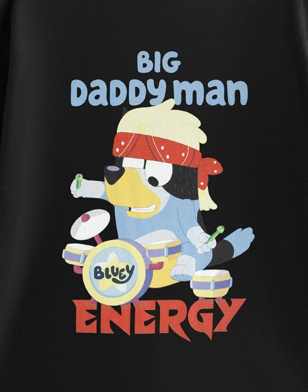 Bluey Mens Black Big Daddy Short Sleeved T-Shirt