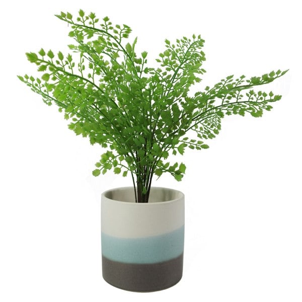 Leaf 12cm Blue Sand Stripe Ceramic Planter