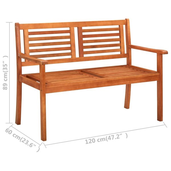 Berkfield 2-Seater Garden Bench 120 cm Solid Eucalyptus Wood