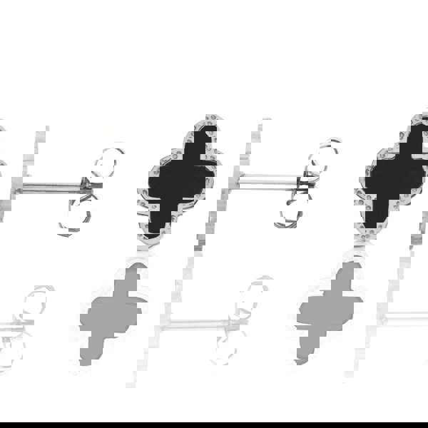 Say It With Clover Earrings - Stainless Steel (Silver Plated & Black)