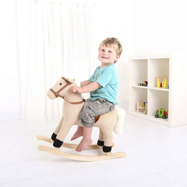 Bigjigs Toys Wooden Cord Rocking Horse - Sturdy & Easy Grip Handles